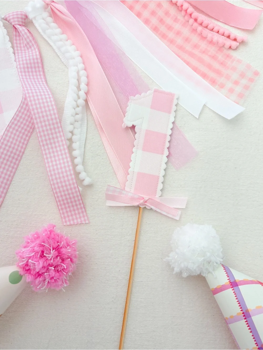 Pink First Birthday Cake Topper- Party Supplies